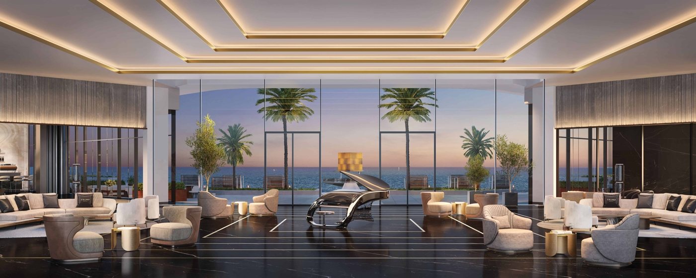 Main lobby of the Trump International Hotel with sea views
